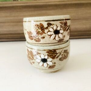 Vintage Otagiri Pottery Set Of 2 Sake Tea Cups hand-painted In Japan Earth-tone